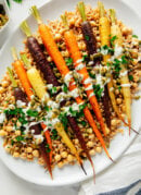roasted carrots with farro and chickpeas