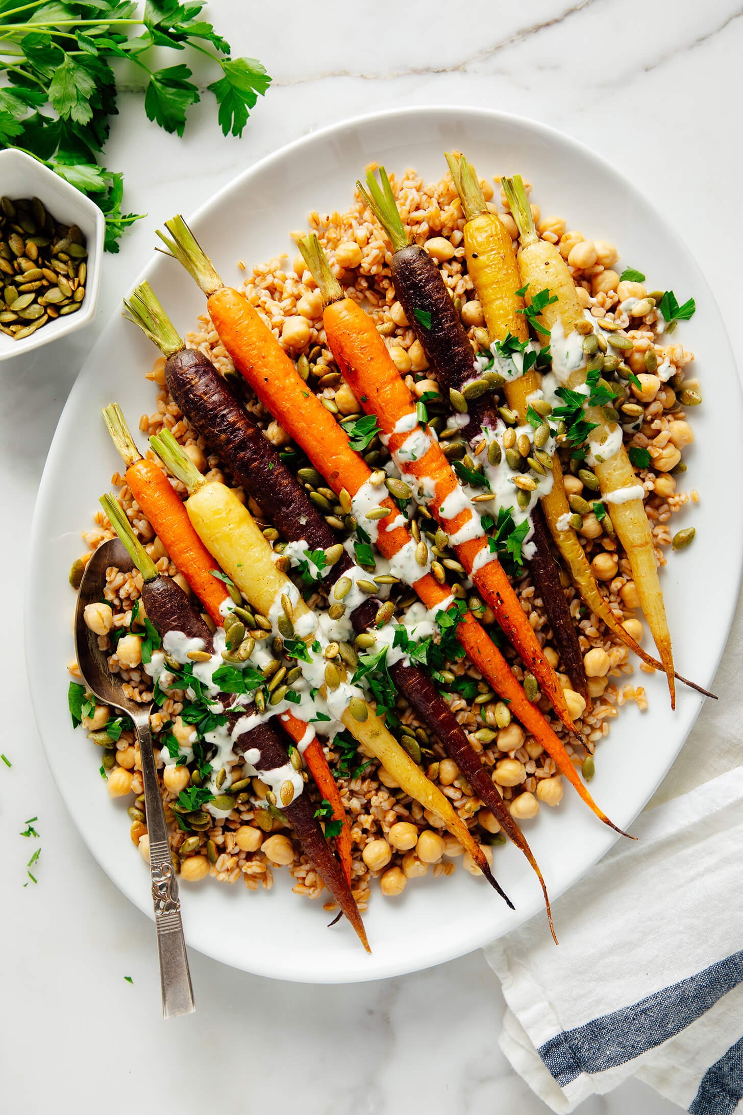 roasted carrots with farro chickpeas recipe