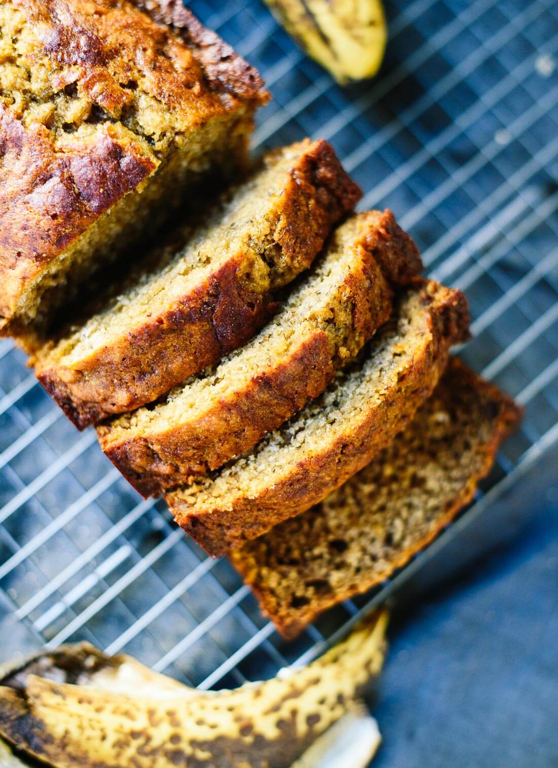 Healthy banana bread—it's so fluffy, moist and delicious that no one will be able to tell! cookieandkate.com