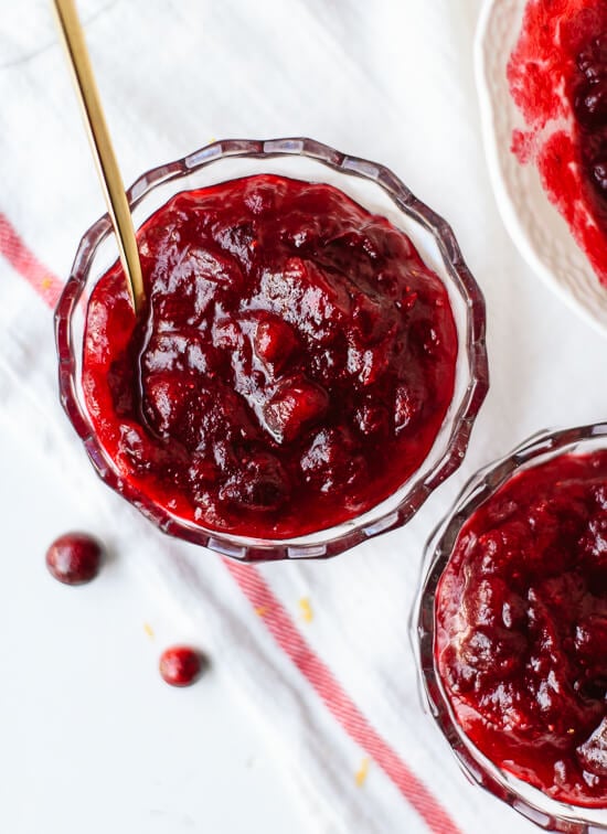 This naturally sweetened cranberry sauce couldn't be easier to make! cookieandkate.com