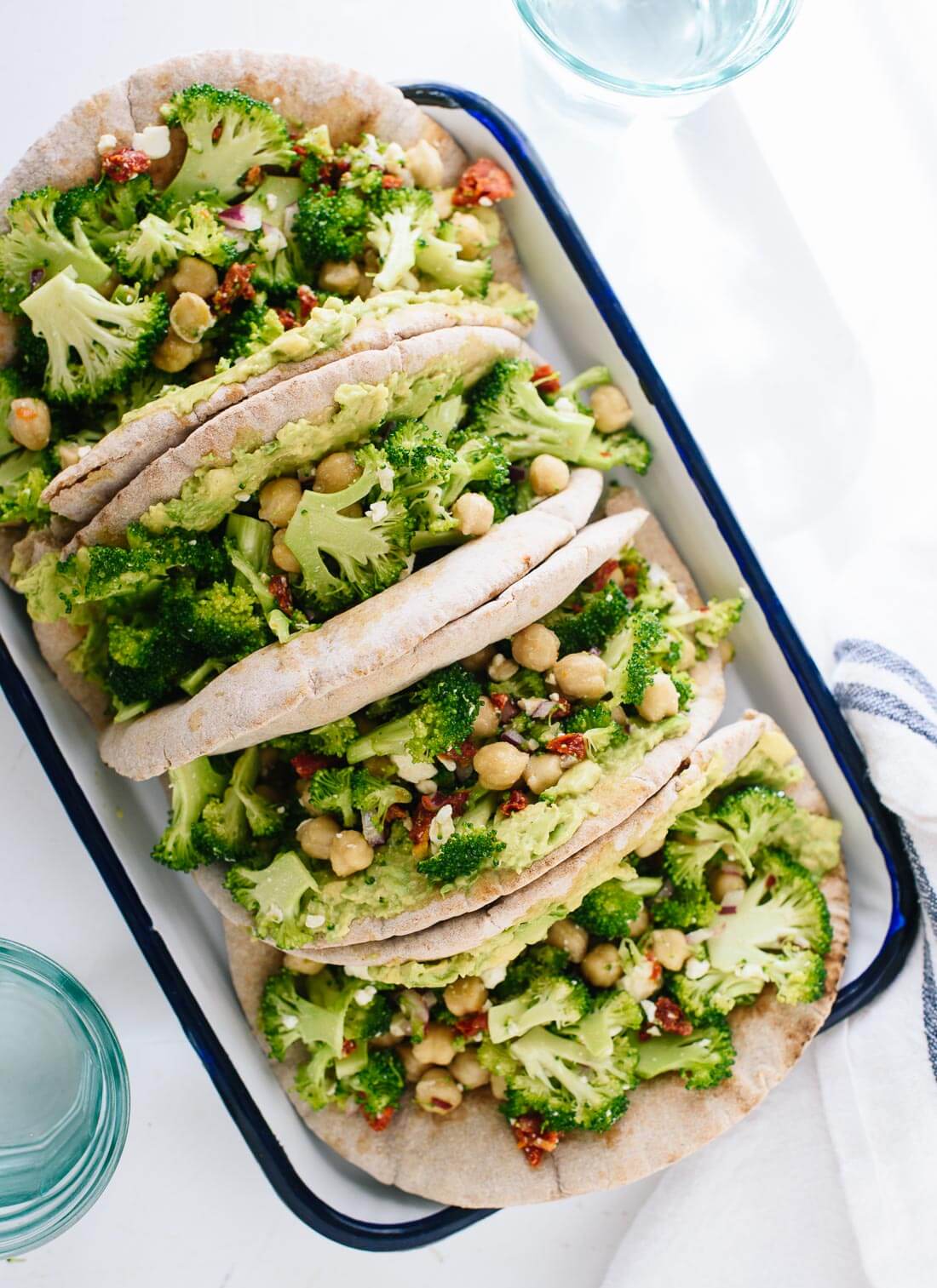 Simple, fresh lunch of broccoli chickpea pita sandwiches - get the recipe at cookieandkate.com