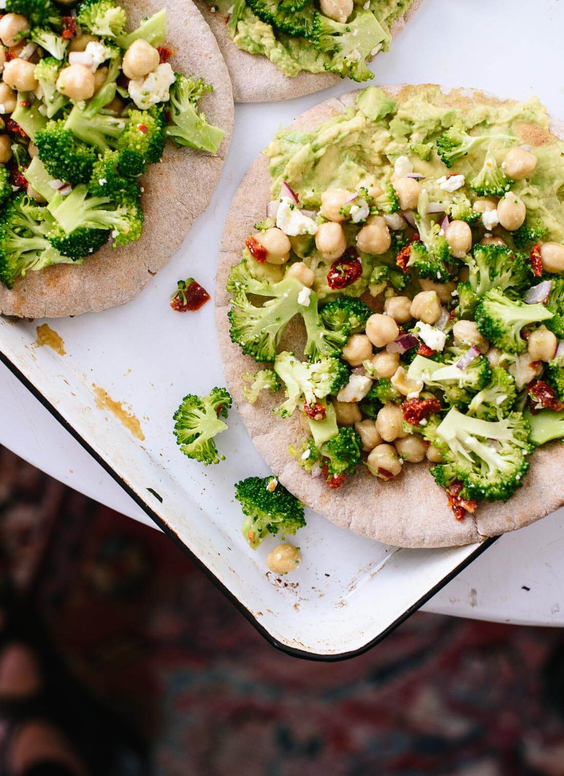 Simple broccoli chickpea pita sandwiches with mashed avocado - cookieandkate.com