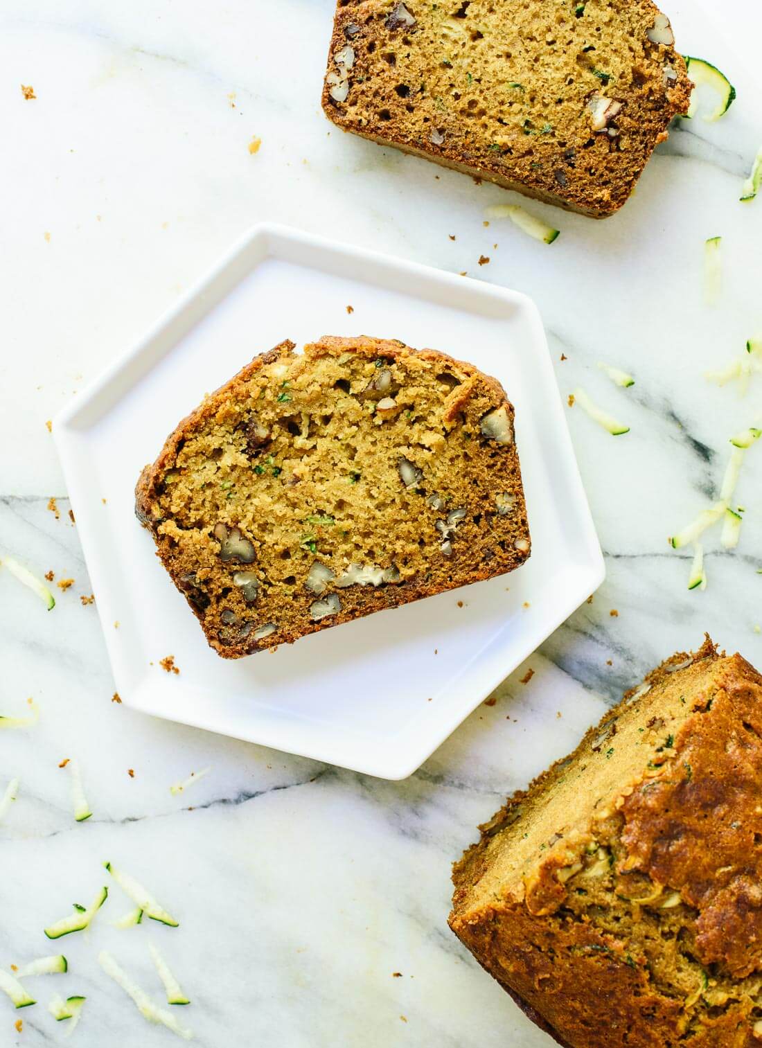 Fluffy and healthy zucchini bread! No refined flours or sugars here. cookieandkate.com