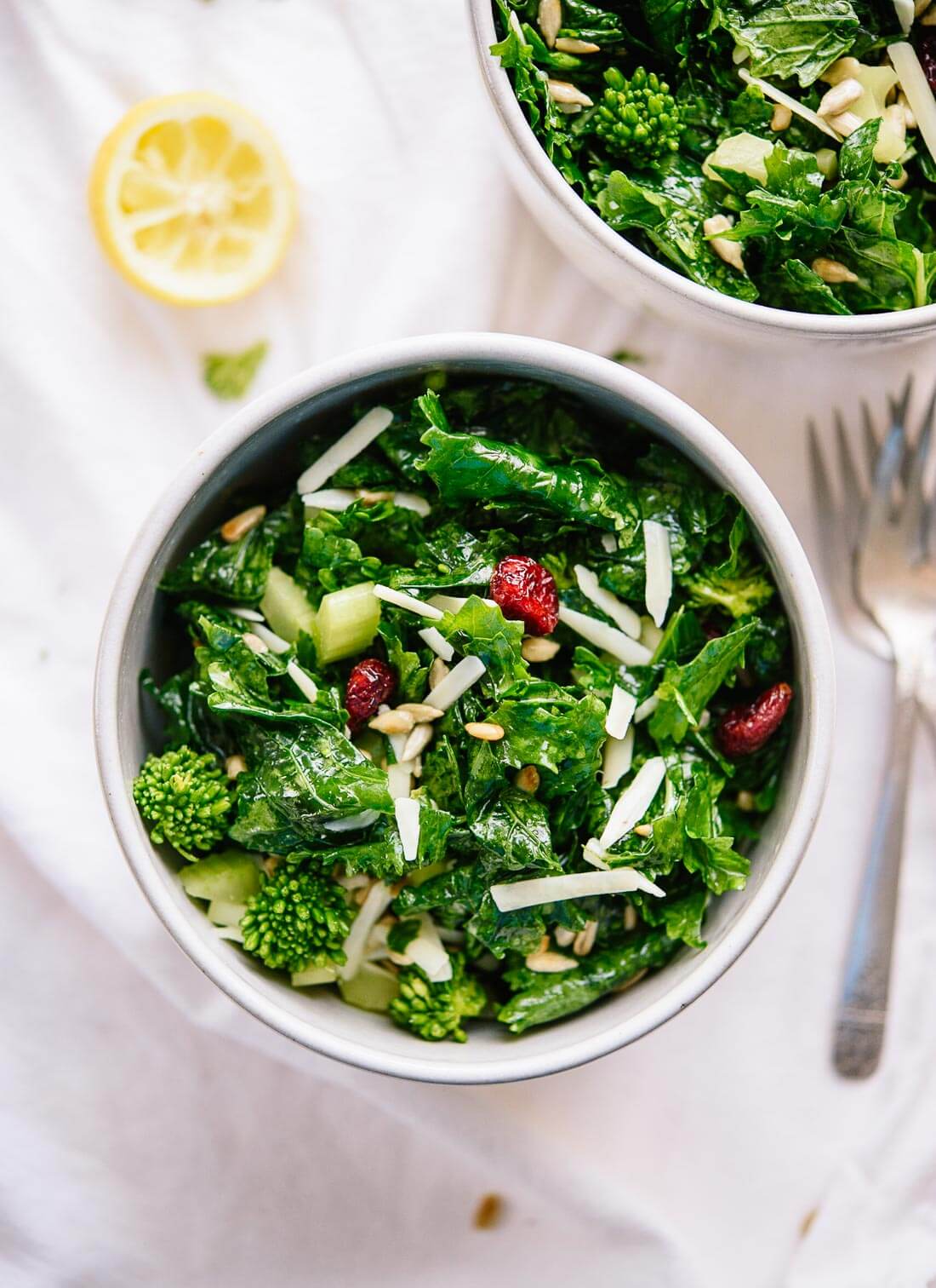 Raw broccoli rabe, once massaged with a lemony, garlicky dressing, transforms into a delicious salad green. cookieandkate.com