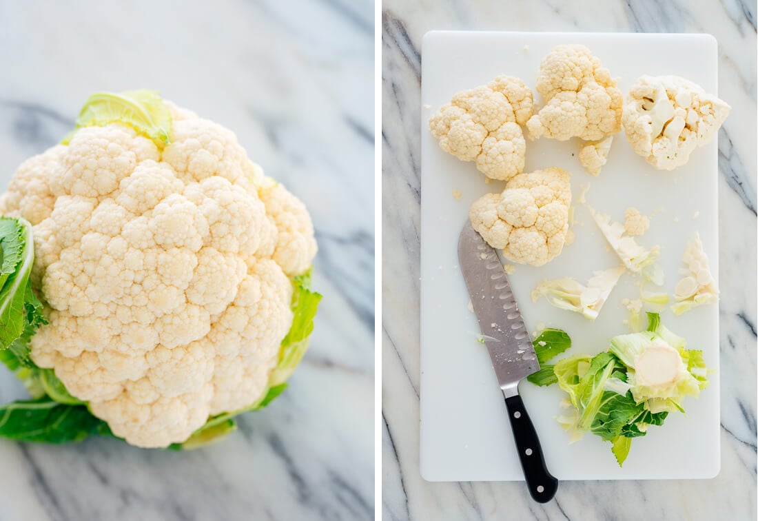 raw cauliflower (whole and quartered)