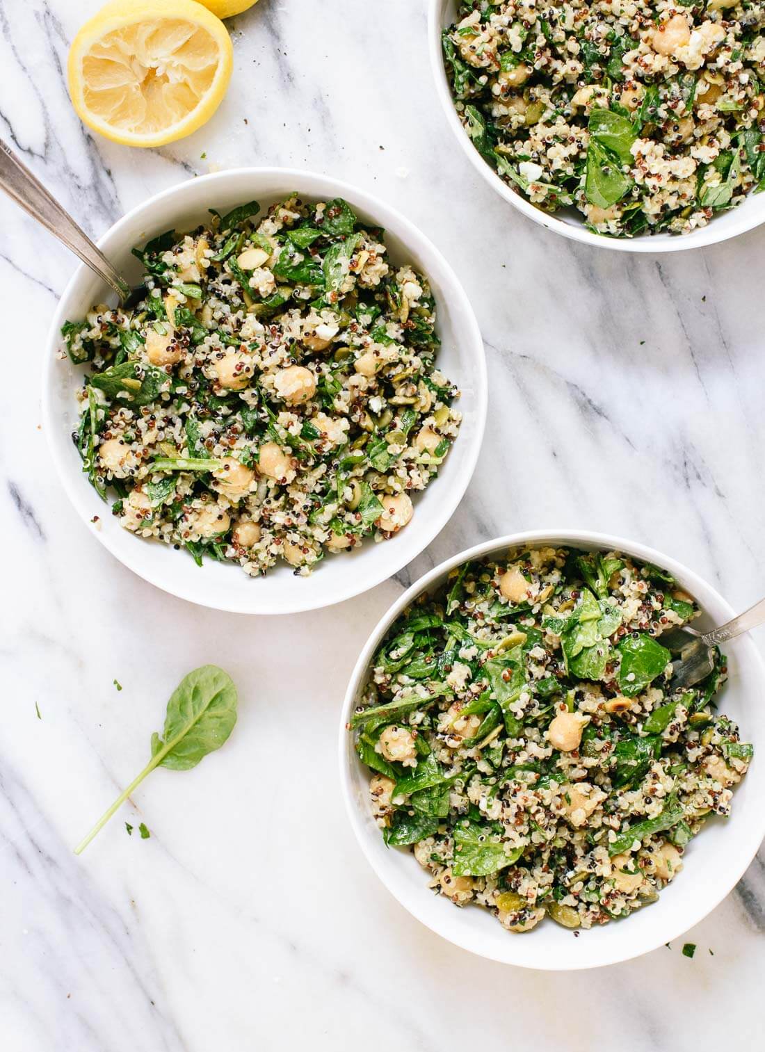 Healthy and delicious quinoa chickpea salad with lots of herbs - cookieandkate.com