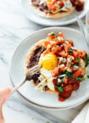 These huevos rancheros are the best! They're a healthy vegetarian recipe that you can make any time of day—breakfast, brunch, lunch or dinner!
