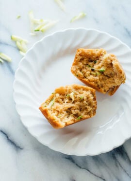 The best (healthy!) zucchini muffins recipe - so fluffy and delicious, no one will guess these are naturally sweetened and made with whole wheat flour! cookieandkate.com