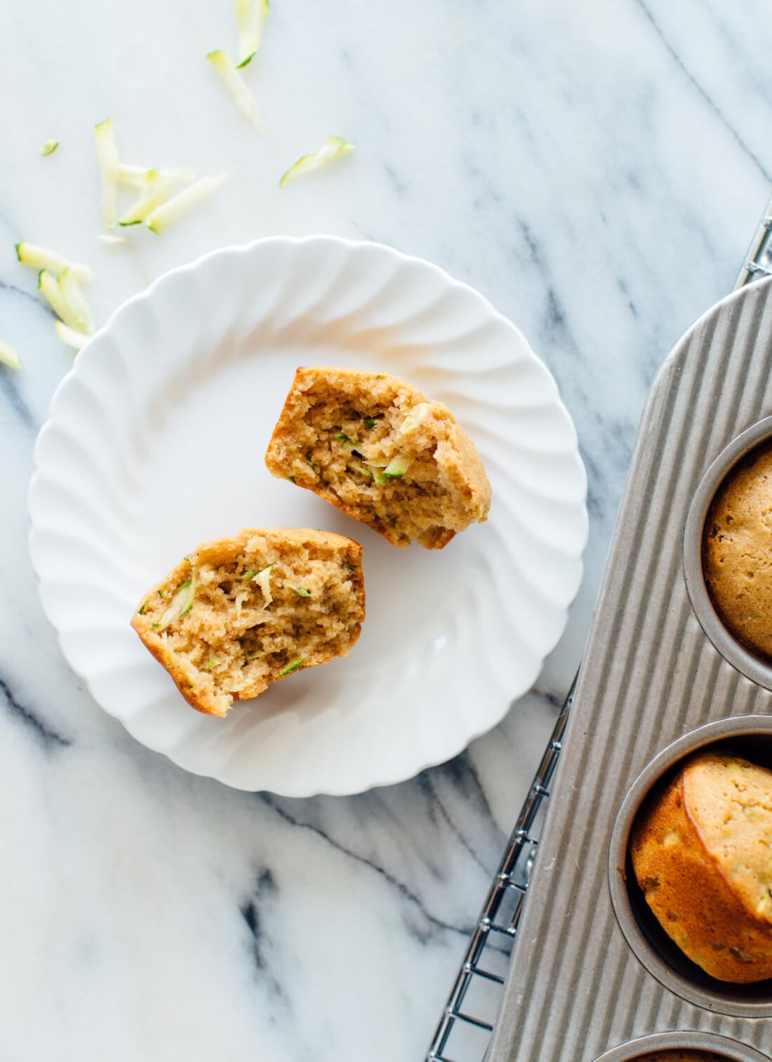 Healthy zucchini muffins—this recipe is sweetened with honey and made with ...