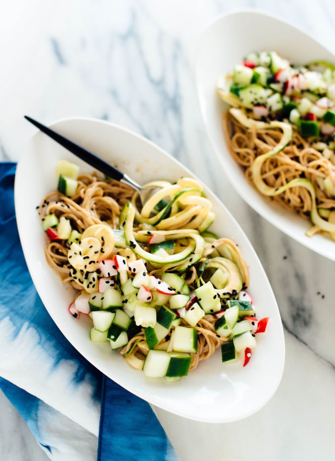 These almond-sesame soba zoodles make a light and refreshing dinner - cookieandkate.com