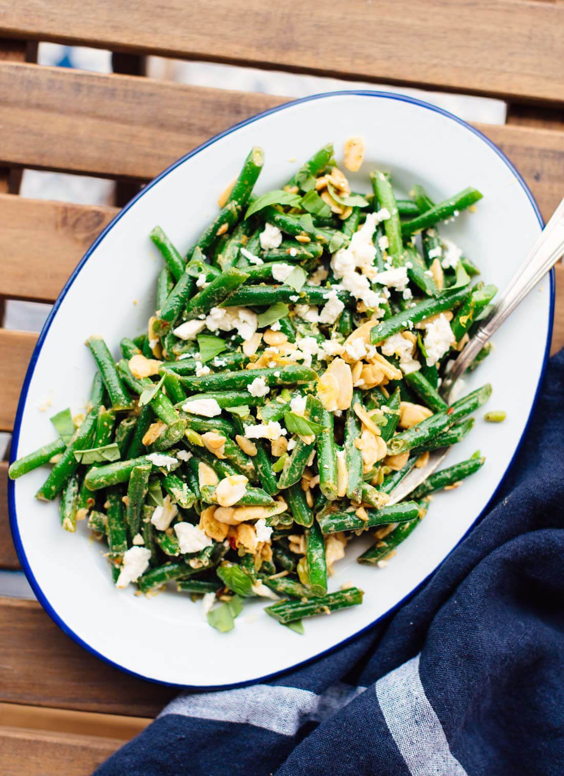 This green bean salad recipe is epic!  Learn the best way to cook green beans and get the recipe at cookieandkate.com