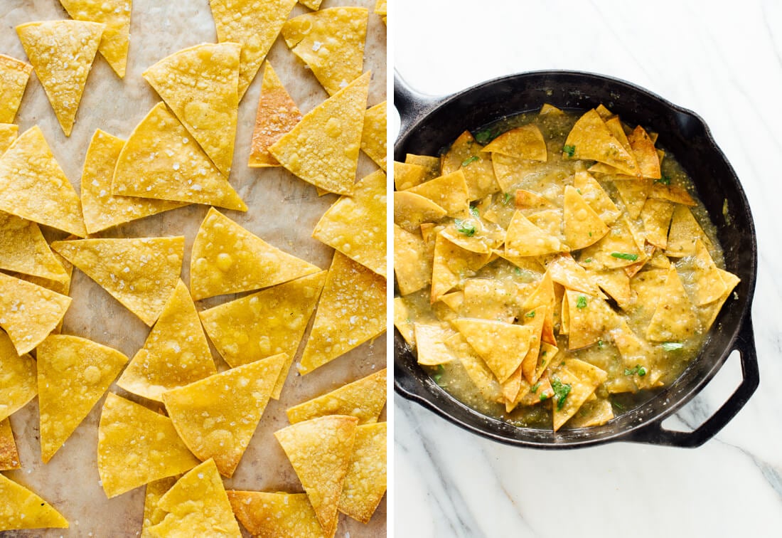 baked tortilla chips for chilaquiles