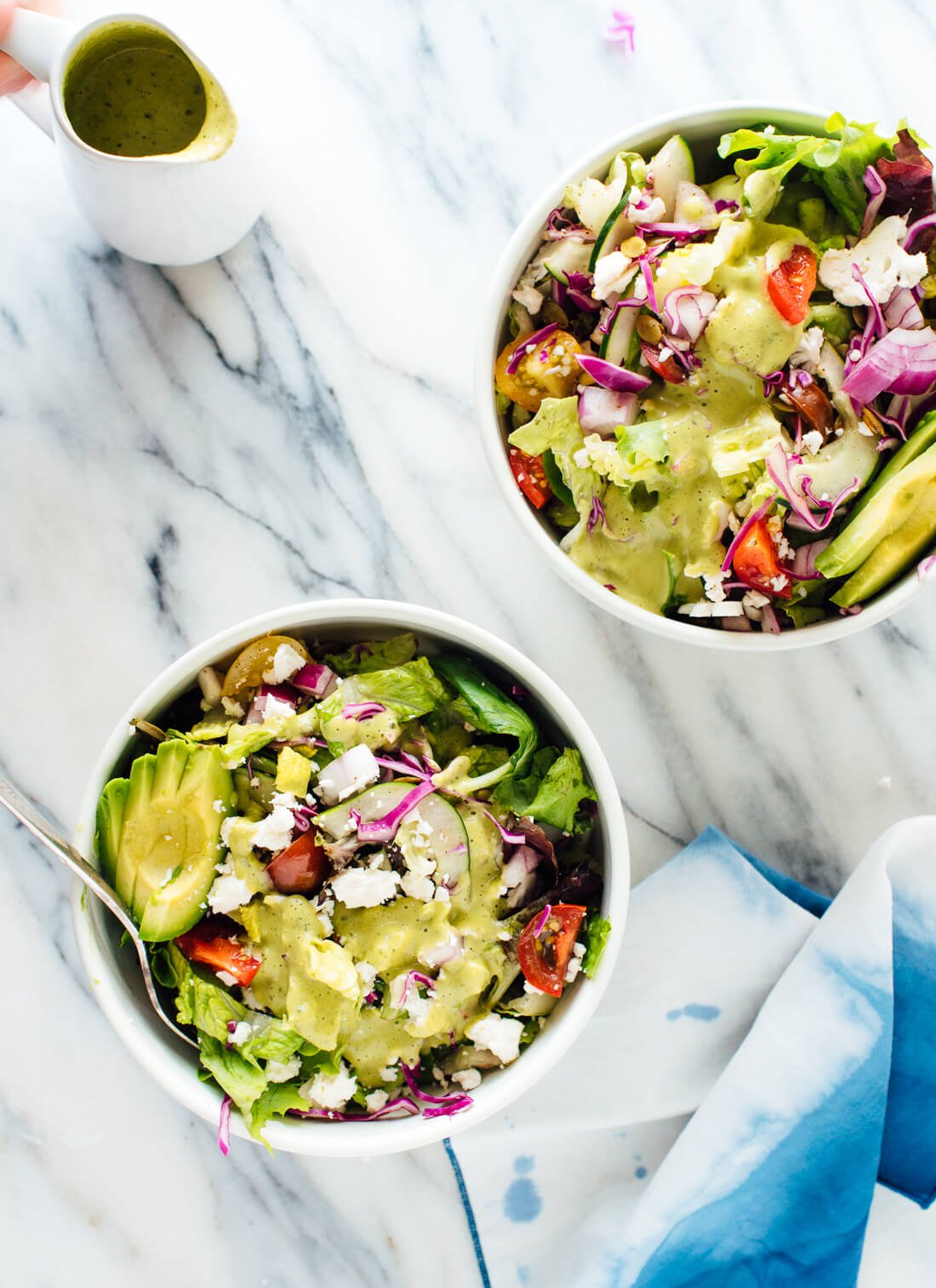 This amazing Mexican green salad recipe is the perfect healthy side for your favorite Mexican dishes! Get the recipe at cookieandkate.com
