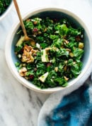 You're going to love this kale and apple salad with goat cheese, dried cranberries, and granola croutons!