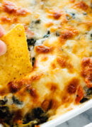 spinach artichoke dip with tortilla chips