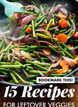 Find 15 recipes to help you use up your extra vegetables! Don't let those veggies go to waste. #healthy #vegetarian
