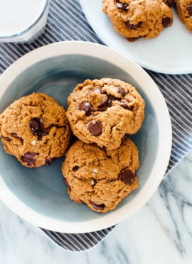 The most amazing chocolate chip cookies recipe (easy to make, no mixer required, and no butter or eggs, either!)