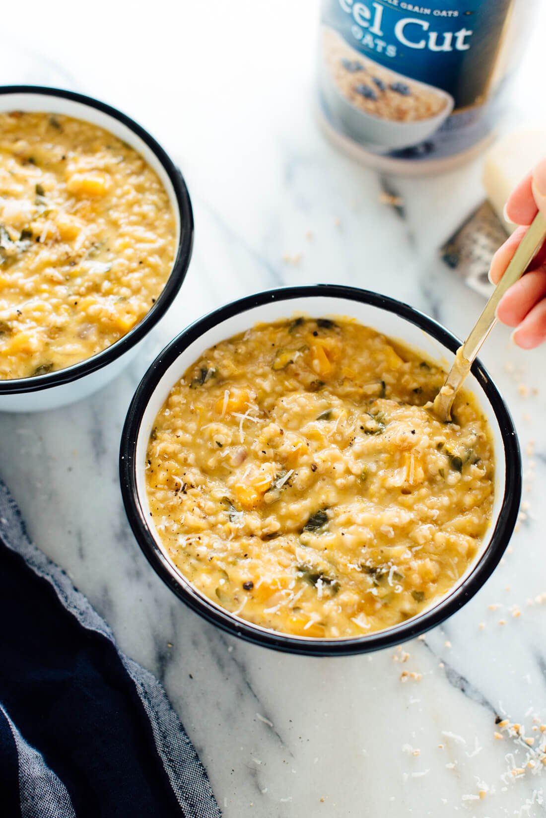 Creamy, dreamy "risotto" made with butternut squash and kale!