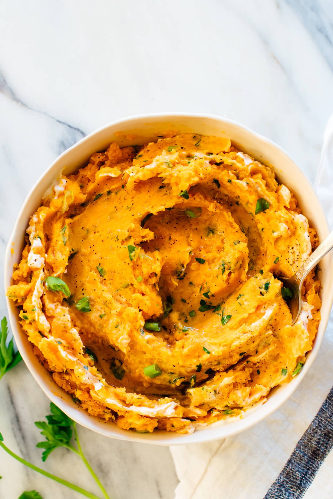 savory mashed sweet potatoes - ready for serving