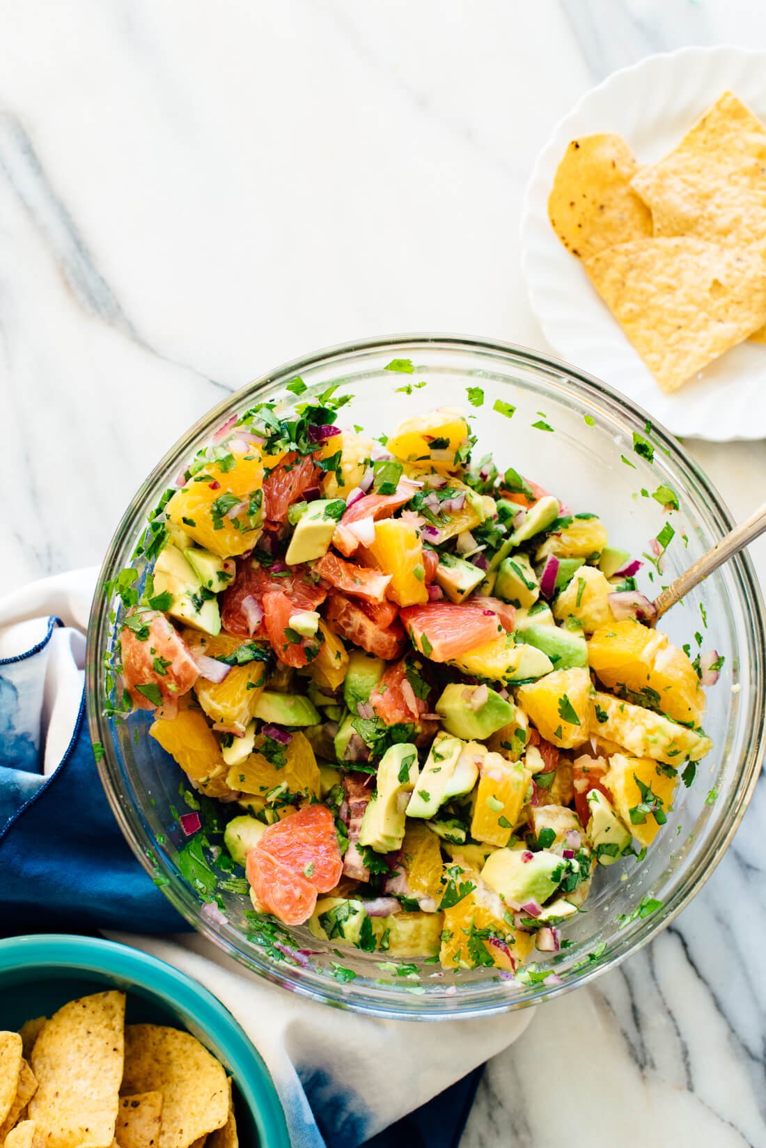 Vegan citrus ceviche with tortilla chips