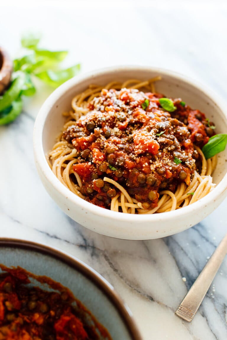 Hearty Spaghetti with Lentils & Marinara Sauce - Cookie and Kate