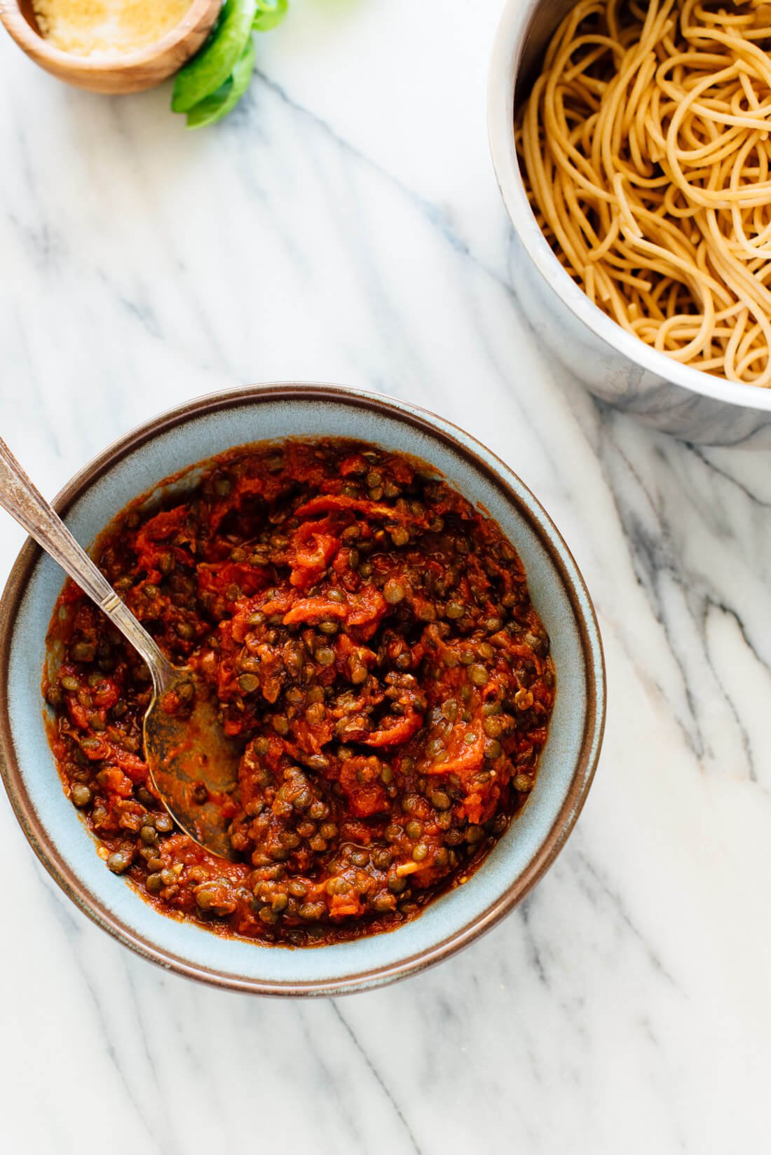lentils with marinara sauce and pasta recipe