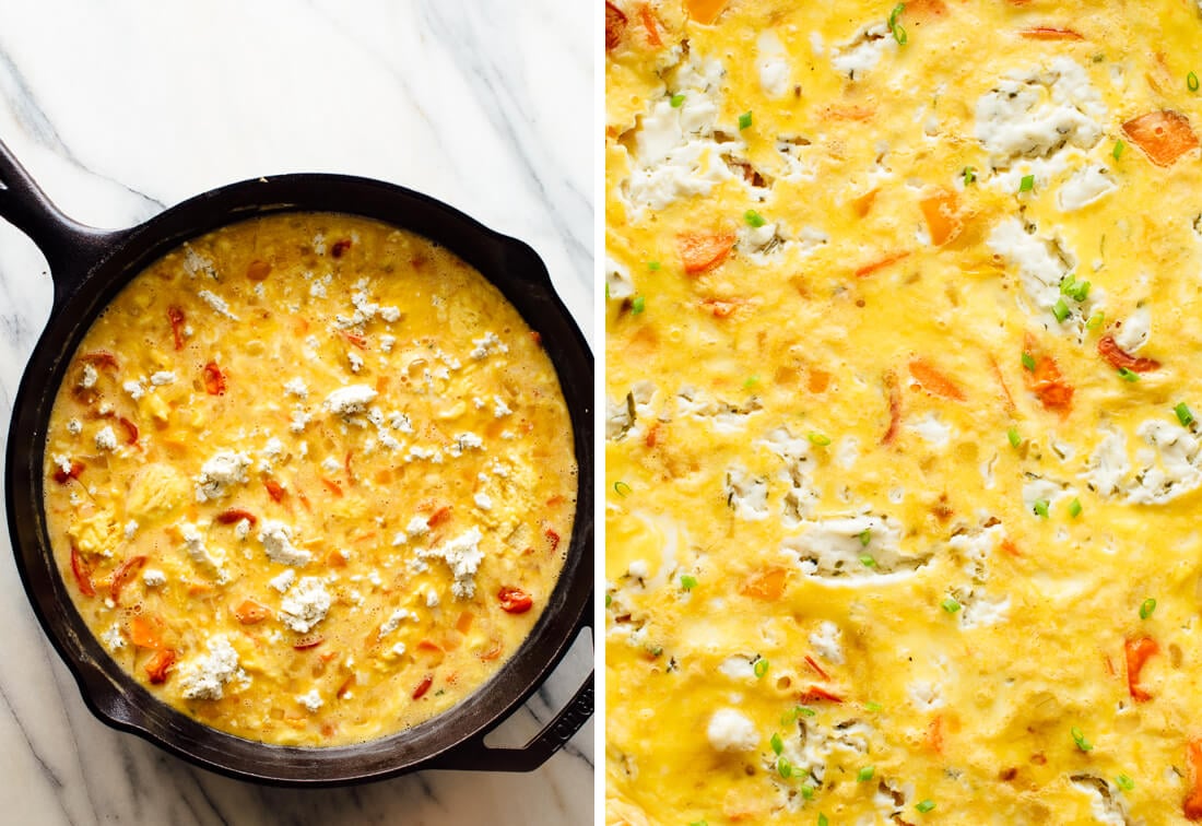 frittata before and after baking