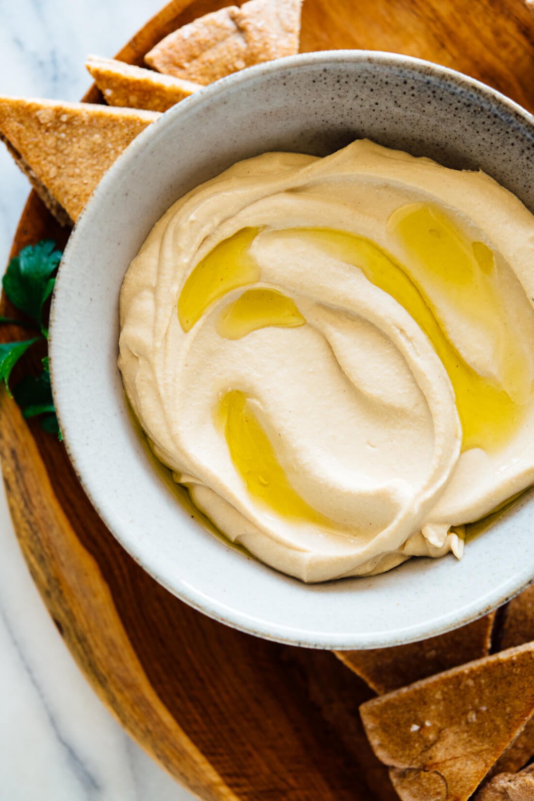 hummus with olive oil on top