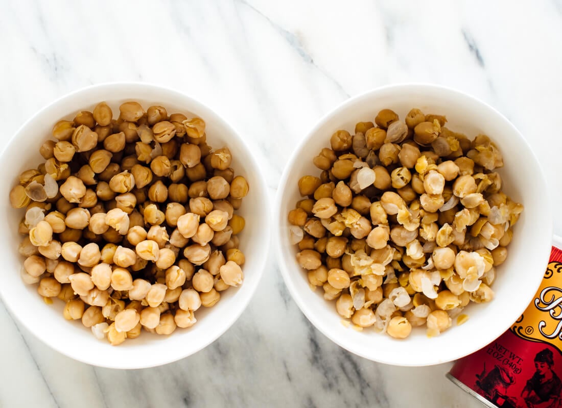 overcooked chickpeas with and without baking soda