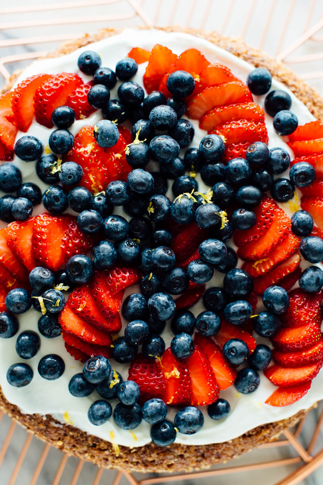 lemon almond cake with berries on top