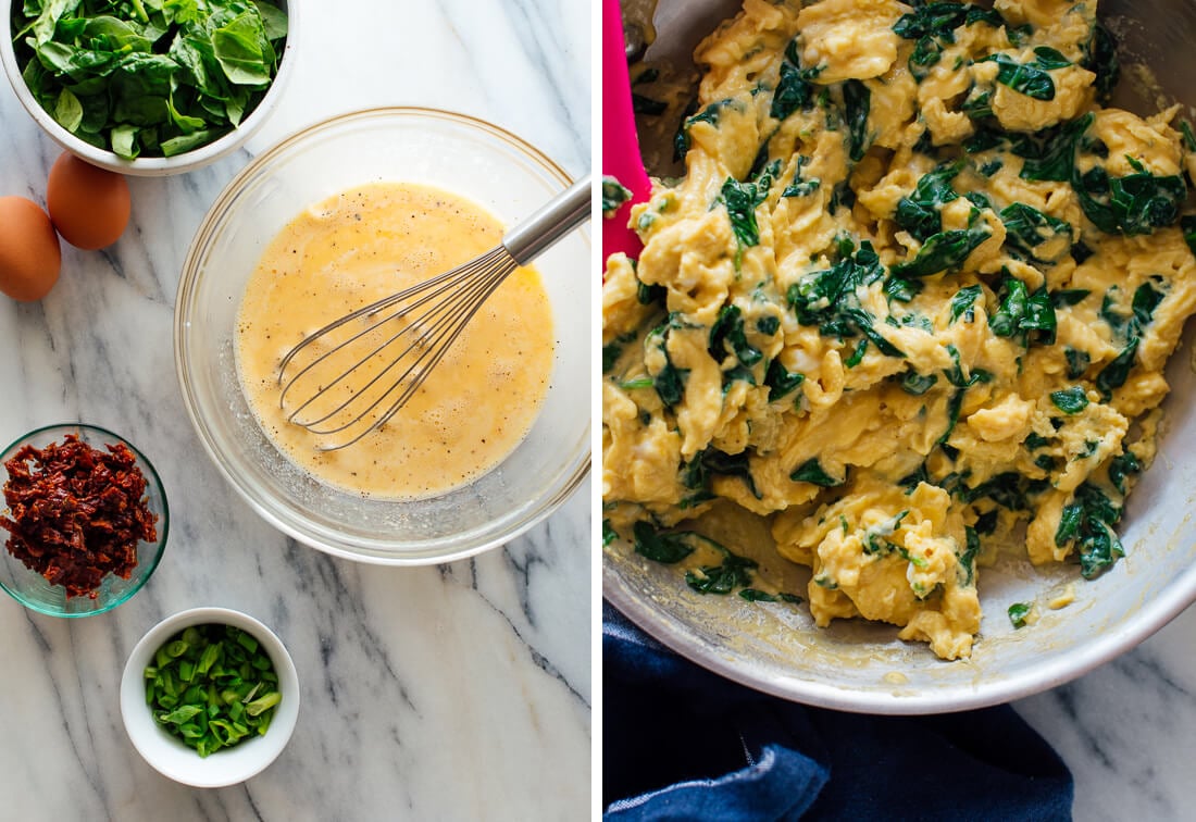 goat cheese spinach scrambled egg ingredients