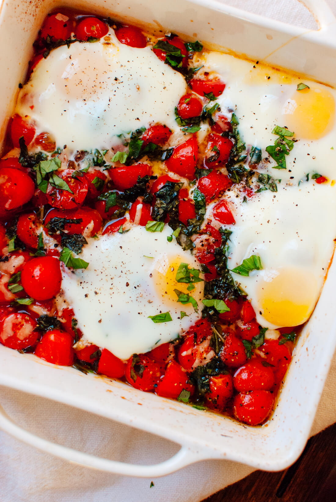 Baked Eggs on a Bed of Roasted Cherry Tomatoes