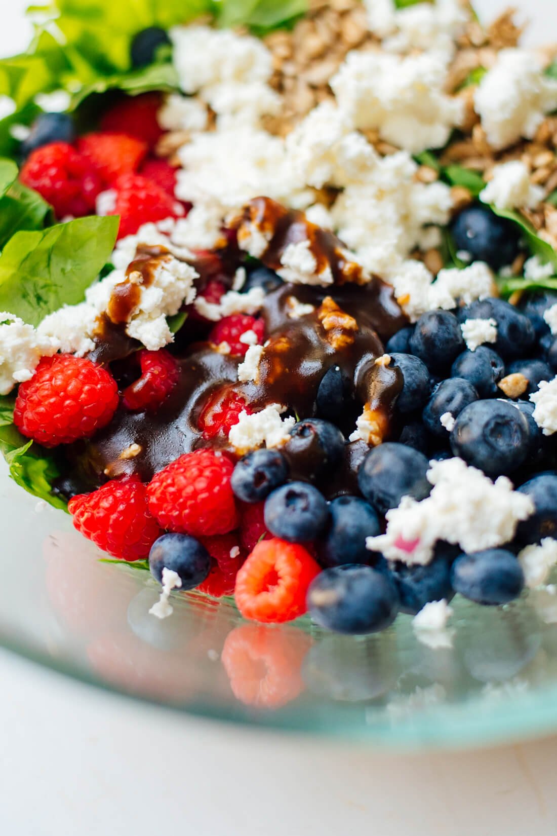 Berry Spinach Salad with Spicy Maple Sunflower Seeds