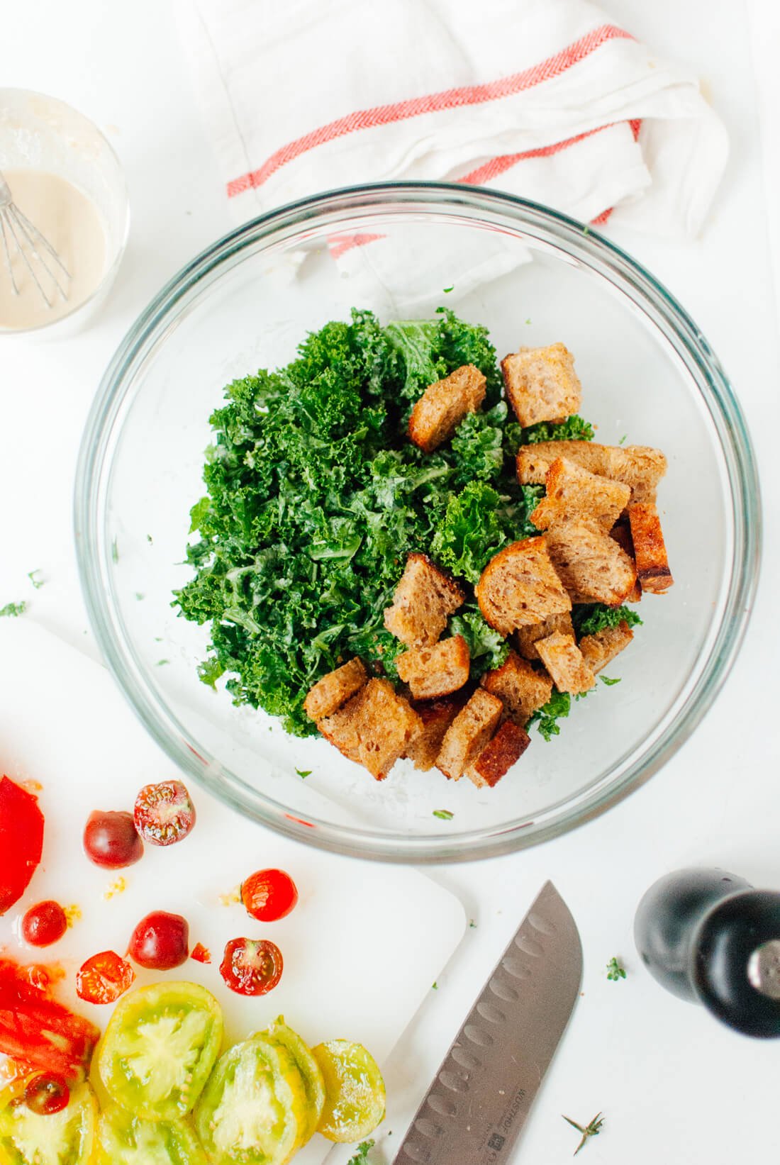 Heirloom BLT Kale Salad ingredients