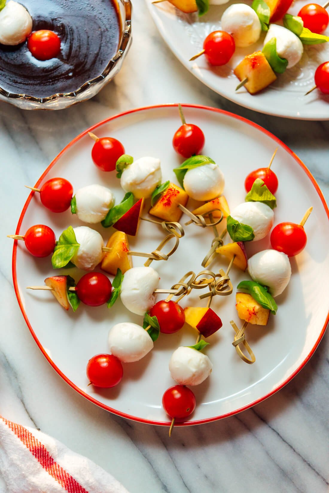 Simple Caprese Skewers with Balsamic Dipping Sauce