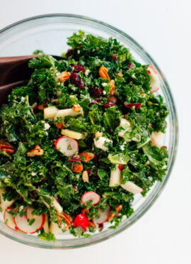 Kale Salad with Apple, Goat Cheese and Pecans