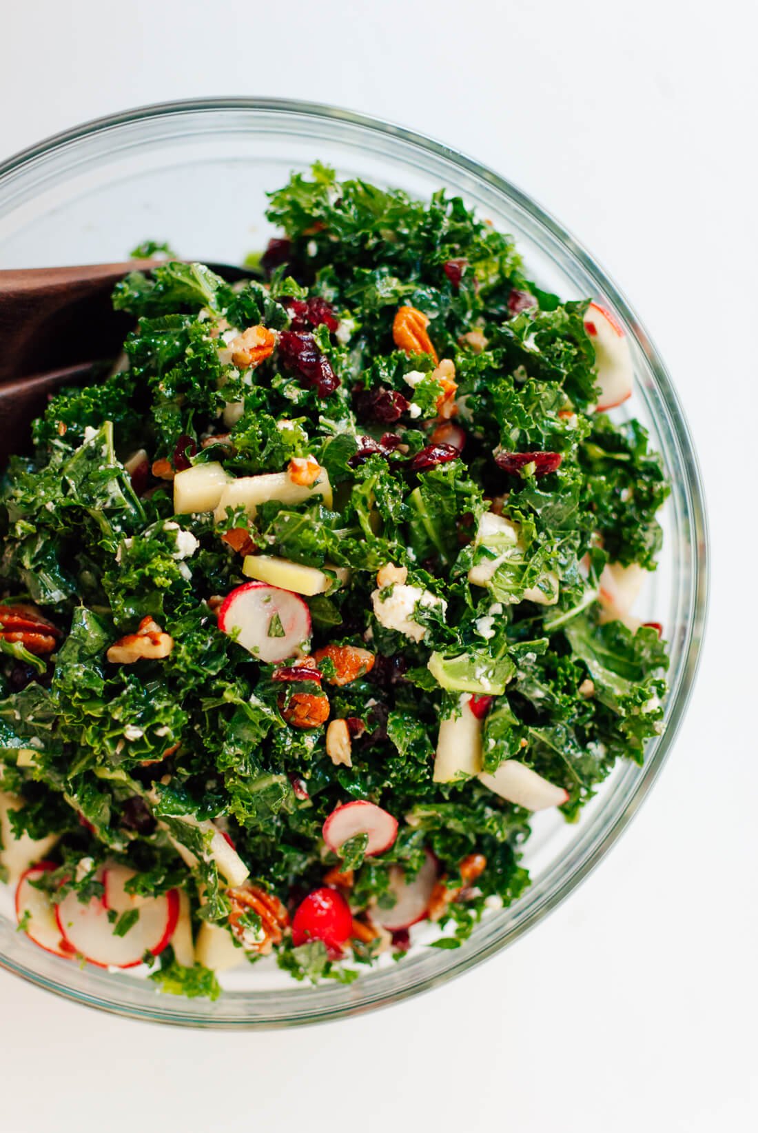 Kale Salad with Apple, Goat Cheese and Pecans