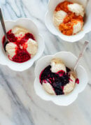 fruit compote on ice cream