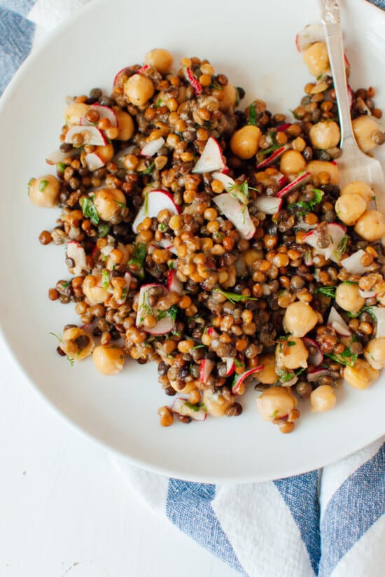 Lemony Lentil and Chickpea Salad with Radish and Herbs