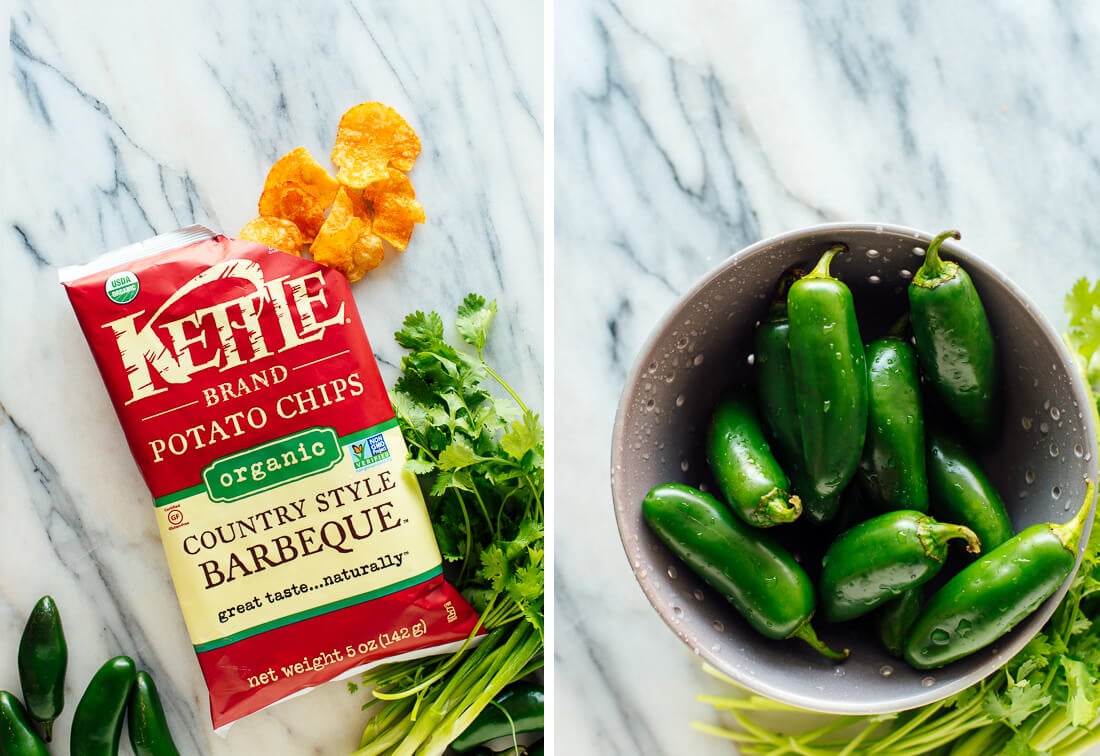 Kettle brand barbecue chips and jalapeños