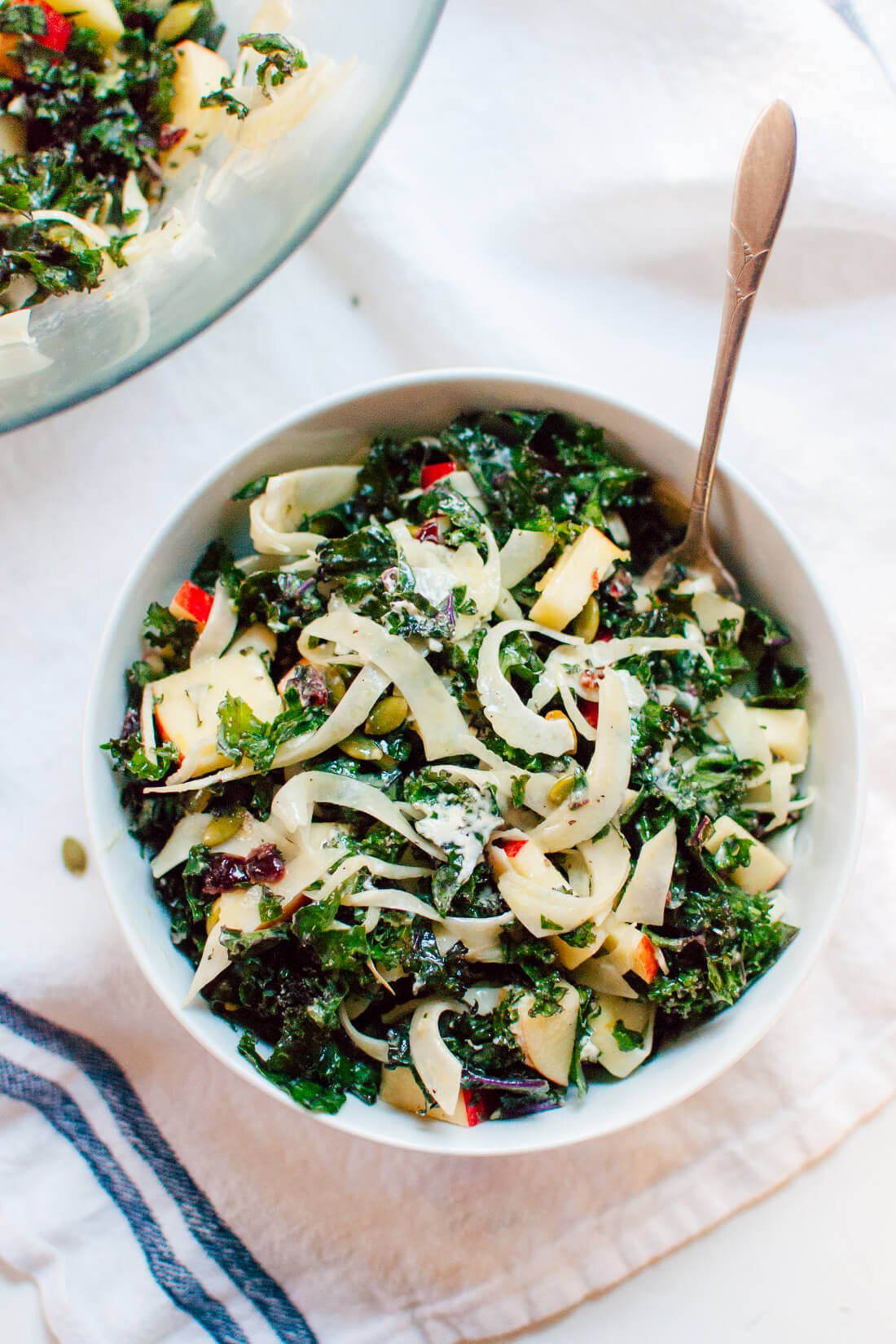 Autumn Kale Salad with Fennel, Honeycrisp and Goat Cheese