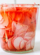Quick pickled radishes for tacos, salads, burgers and more!