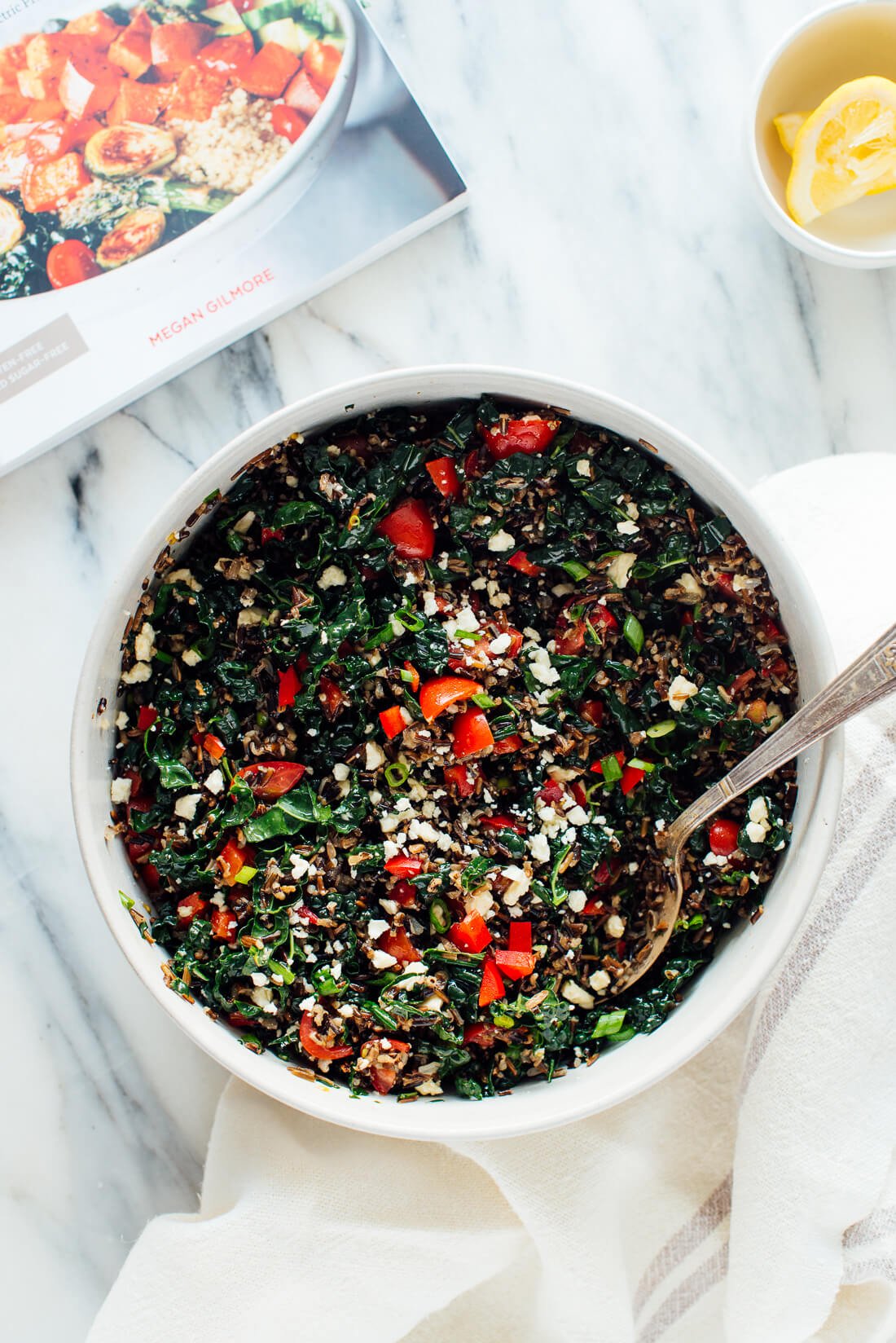 wild rice and kale salad with goat cheese