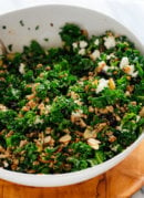 farro and kale salad with goat cheese almonds and dried cherries
