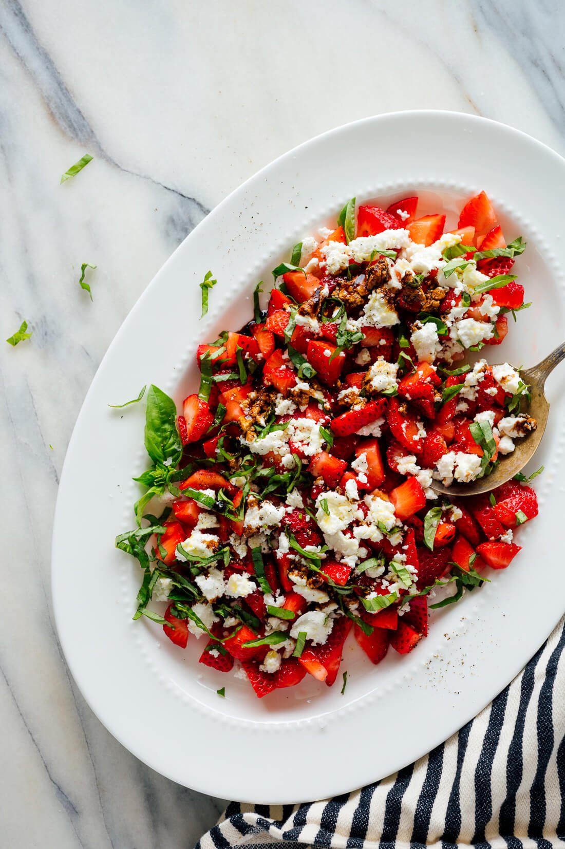 Strawberry, Basil and Goat Cheese Salad with Balsamic Drizzle