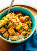 vegan mango tofu rice bowls