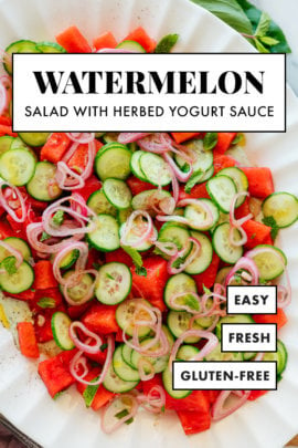 Watermelon Salad with Herbed Yogurt Sauce | Cook & Hook