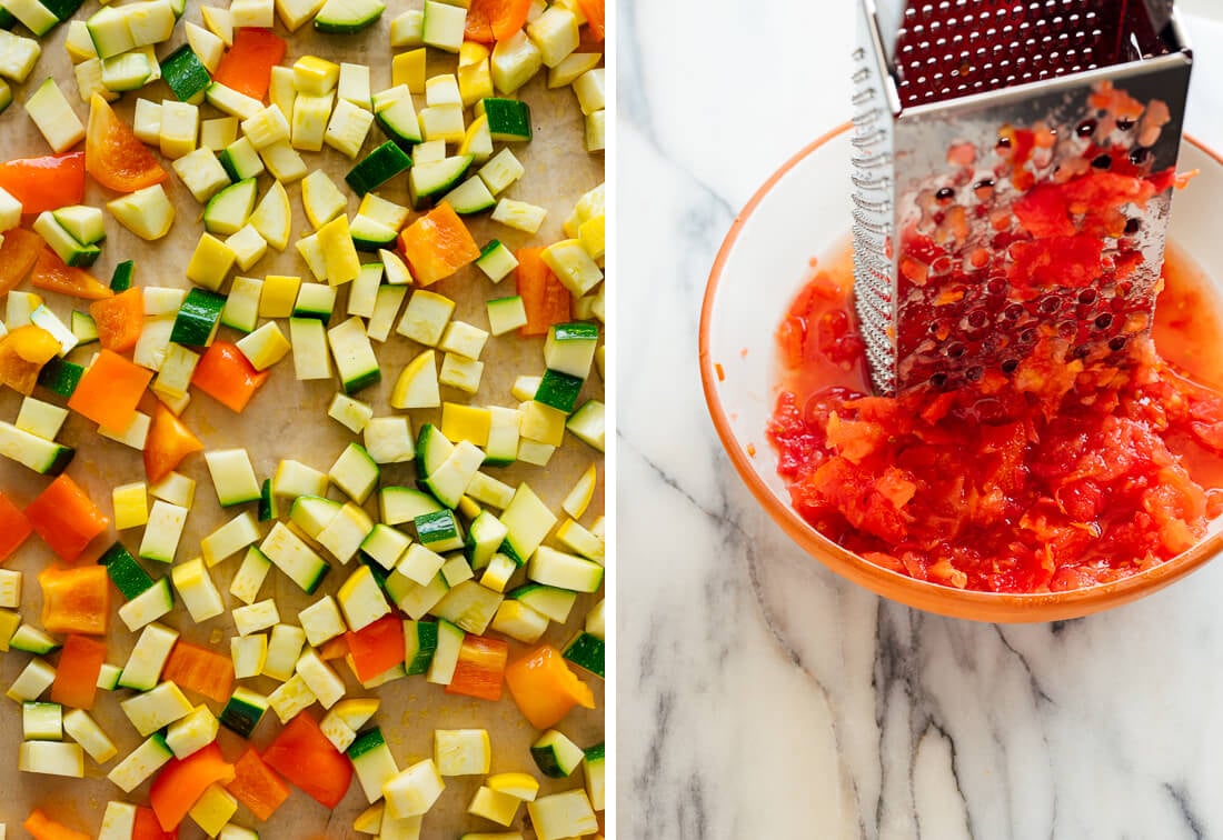 squash, bell pepper and grated tomatoes
