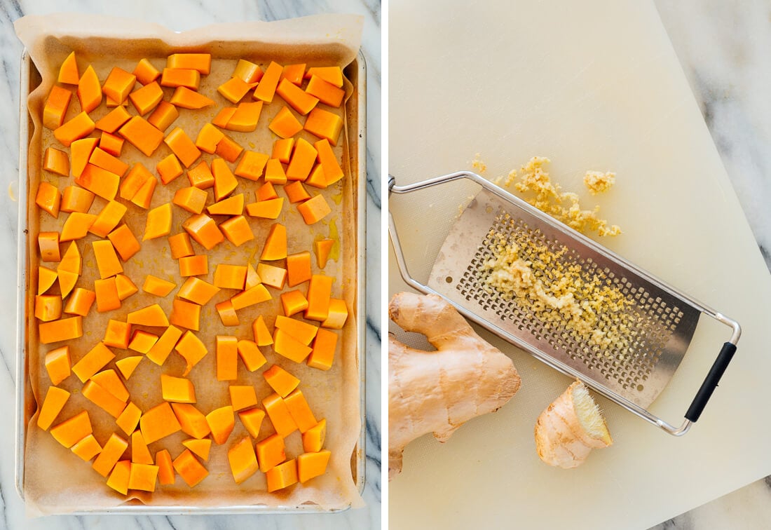 butternut squash and grated ginger