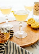 The bee's knees is a classic gin cocktail with lemon and honey